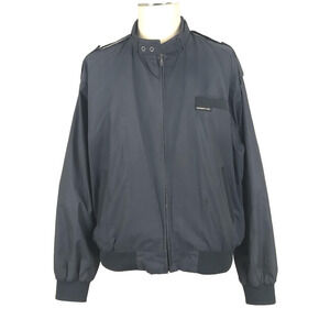 Members Only Jacket Mens XL Navy Blue Full Zip Windbreaker Coat Vintage Style